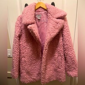 Celebrity pink fuzzy coat